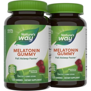 image:imageNatures Way Adult Melatonin Gummies Sleep Support 5 mg Melatonin per 2Gummy Serving Helps Support Restful Sleep Fall Asleep Faster Strawberry Flavored 120 Gummies Set of 2120 Count Pack of 2
