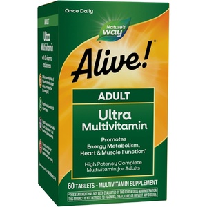 image:imageNatures Way Alive Adult Ultra Multivitamins Promotes Energy Metabolism Heart amp Muscle Function with BVitamins Including Methylated B12 Gluten Free 60 Tablets