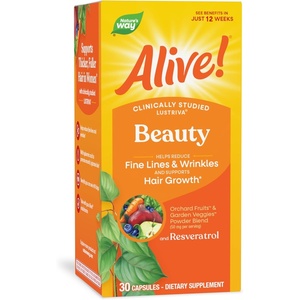 image:imageNatures Way Alive Beauty Formula Supports Hair Growth Helps Reduce Fine Lines amp Wrinkles Clinically Studied Ingredient Lustriva Biotin Vitamin C Hyaluronic Acid 30 Capsules