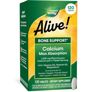 image:imageNatures Way Alive Calcium Bone Support Tablets Max Absorption Calcium Supplement with Vitamins D3 K2 amp Magnesium Promotes Bone Health and Bone Density Gluten Free 120 Tablets120 Count Pack of 1