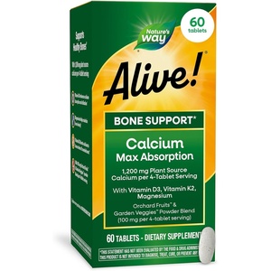 image:imageNatures Way Alive Calcium Bone Support Tablets Max Absorption Calcium Supplement with Vitamins D3 K2 amp Magnesium Promotes Bone Health and Bone Density Gluten Free 120 Tablets60 Count Pack of 1