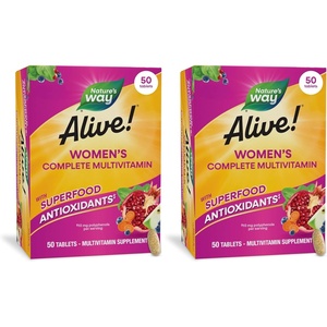 image:imageNatures Way Alive Complete Multivitamin for Women Daily Womens Vitamin Supports Cellular Energy Metabolism Hair Skin amp Nails BVitamins with Superfood Antioxidants 50 Tablets50 Count Pack of 2