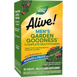 image:imageNatures Way Alive Garden Goodness Mens Multivitamin One Serving of Veggies and Fruits1 High Potency BVitamins 60 Tablets Packaging May Vary