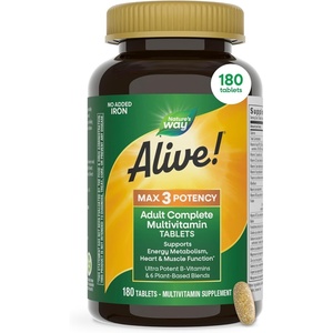image:imageNatures Way Alive Max3 Potency Daily Multivitamin High Potency Adult Multivitamins to Support Cellular Energy Metabolism Heart and Muscle Function for Women amp Men No Iron Added 180 Tablets180 Count Pack of 1