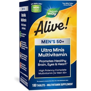 image:imageNatures Way Alive Mens 50 Ultra Minis Multivitamin Complete Daily Mens Vitamins High Potency Formula Supports Healthy Brain Eyes amp Heart with Methylated B12 Gluten Free 180 Tablets