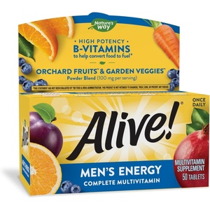 image:imageNatures Way Alive Mens Complete Daily Multivitamin Supports Energy Metabolism amp Muscle Function with BVitamins Gluten Free 130 Tablets Packaging May Vary50 Count Pack of 1