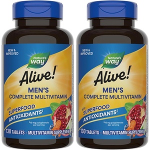 image:imageNatures Way Alive Mens Complete Daily Multivitamin Supports Energy Metabolism amp Muscle Function with BVitamins Gluten Free 130 Tablets Packaging May Vary130 Count Pack of 2