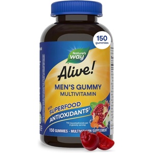 image:imageNatures Way Alive Mens Multivitamin Gummies Daily Gummy Vitamin for Men Supports Cellular Energy Metabolism Immune Health Muscle Function with Vitamins A C D3 Zinc Vegetarian 150 Count150 Count Pack of 1