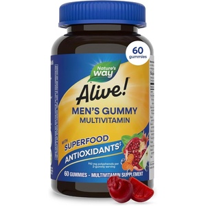 image:imageNatures Way Alive Mens Multivitamin Gummies Daily Gummy Vitamin for Men Supports Cellular Energy Metabolism Immune Health Muscle Function with Vitamins A C D3 Zinc Vegetarian 150 Count60 Count Pack of 1