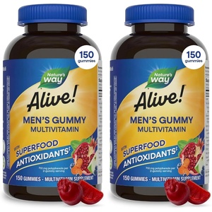 image:imageNatures Way Alive Mens Multivitamin Gummies Daily Gummy Vitamin for Men Supports Cellular Energy Metabolism Immune Health Muscle Function with Vitamins A C D3 Zinc Vegetarian 150 Count150 Count Pack of 2