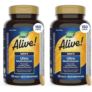 image:imageNatures Way Alive Mens Once Daily Ultra Potency Multivitamin Tablets Complete High Potency Mens Daily Vitamin Promotes Heart amp Muscle Function BVitamins Zinc and Antioxidants 60 Tablets150 Count Pack of 2