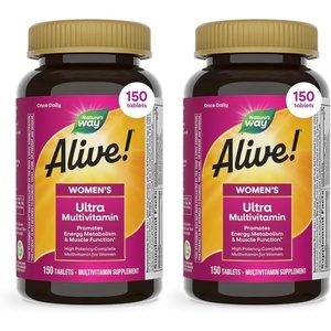 image:imageNatures Way Alive Ultra Multivitamin for Women Complete Daily Womens Vitamins High Potency Formula Promotes Energy Metabolism and Muscle Function Vitamin A C D Methylated B12 60 Tablets150 Count Pack of 2