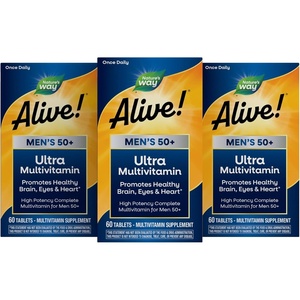 image:imageNatures Way Alive Ultra Potency Multivitamin for Men 50 Plus Complete High Potency Formula with Vitamin D3 C E Methyl B12 Supports Cellular Energy Heart Brain and Eye Health 60 Tablets60 Count Pack of 3