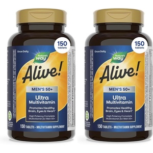 image:imageNatures Way Alive Ultra Potency Multivitamin for Men 50 Plus Complete High Potency Formula with Vitamin D3 C E Methyl B12 Supports Cellular Energy Heart Brain and Eye Health 60 Tablets150 Count Pack of 2
