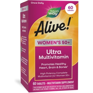 image:imageNatures Way Alive Ultra Potency Multivitamin for Women 50 Plus Complete High Potency Formula with Vitamin D3 C E Methylated B12 Supports Heart Brain and Bone Health 60 Tablets60 Count Pack of 1