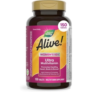 image:imageNatures Way Alive Ultra Potency Multivitamin for Women 50 Plus Complete High Potency Formula with Vitamin D3 C E Methylated B12 Supports Heart Brain and Bone Health 60 Tablets150 Count Pack of 1