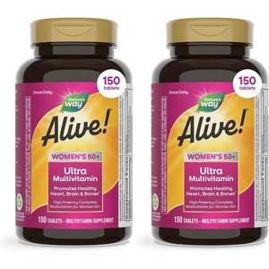 image:imageNatures Way Alive Ultra Potency Multivitamin for Women 50 Plus Complete High Potency Formula with Vitamin D3 C E Methylated B12 Supports Heart Brain and Bone Health 60 Tablets150 Count Pack of 2