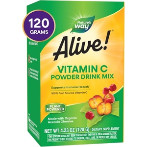image:imageNatures Way Alive Vitamin C Powder Drink Mix Immune Support Organic 100 from Acerola Cherry Zero Sugar No Gluten Vegan 423 Oz Packaging May Vary