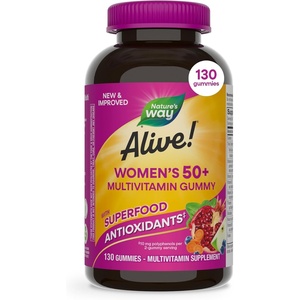 image:imageNatures Way Alive Womens 50 Plus Multivitamin Gummy Daily Chewable Multivitamins with BVitamins Vitamin D3 Calcium Supports Heart Brain amp Bone Health Mixed Berry Flavored 150 Count130 Count Pack of 1