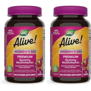 image:imageNatures Way Alive Womens 50 Premium Gummy Multivitamin Supplement Supports Heart Brain amp Bones BVitamins Vegetarian Grape and Cherry Flavored Gummy Vitamins 75 Gummies Packaging May Vary75 Count Pack of 2