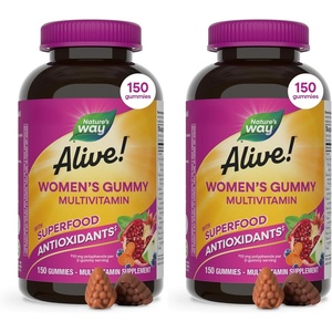 image:imageNatures Way Alive Womens Multivitamin Gummy Daily Chewable Multivitamins for Women Vitamins A C D3 E BVitamins Supports Immune Heart amp Muscle Function Mixed Berry Flavored 130 Gummies150 Count Pack of 2