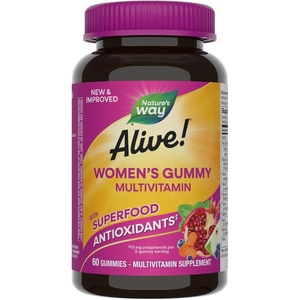 image:imageNatures Way Alive Womens Multivitamin Gummy Daily Chewable Multivitamins for Women Vitamins A C D3 E BVitamins Supports Immune Heart amp Muscle Function Mixed Berry Flavored 130 Gummies60 Count Pack of 1