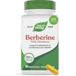 image:imageNatures Way Berberine with Cinnamon Supports Metabolic amp Cardiovascular Health Blood Sugar amp Cholesterol Metabolism 500 mg Berberine HCl 60 Vegan Capsules