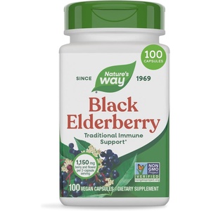 image:imageNatures Way Black Elderberry Capsules Traditional Immune Support Supplement with Elderberry and Elderflower 1150 mg per 2Capsule Serving PlantPowered Vegan Capsules 100 Count100 Count Pack of 1