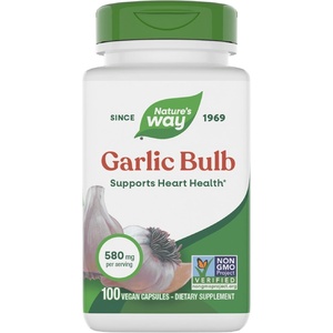 image:imageNatures Way Garlic Bulb Supports Heart Health NonGMO Project Verified 580 mg per Serving Vegan 100 Capsules Packaging May Vary100 Count Pack of 1