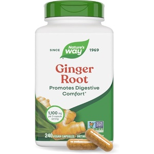 image:imageNatures Way Ginger Root Capsules 1100 mg per 2Capsule Serving Ginger Supplement for Digestive Comfort and MotionRelated Nausea Support Vegan NonGMO Project Verified 240 Count240 Count Pack of 1
