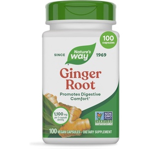 image:imageNatures Way Ginger Root Capsules 1100 mg per 2Capsule Serving Ginger Supplement for Digestive Comfort and MotionRelated Nausea Support Vegan NonGMO Project Verified 240 Count100 Count Pack of 1