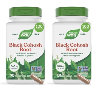 image:imageNatures Way Herbs Black Cohosh Root Capsules Traditional Womens Herbal Supplement Cimicifuga Racemosa Root NonGMO Project Verified Vegan Capsules 180 Count100 Count Pack of 2