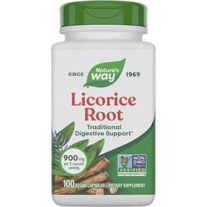 image:imageNatures Way Licorice Root Traditional Digestive Support Supplement 900 mg per 2Capsule Serving NonGMO Project Verified 100 Vegan Capsules Packaging May Vary100 Count Pack of 1