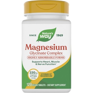 image:imageNatures Way Magnesium Glycinate Complex Supports Heart Muscle Nerve Function Highly Absorbable 220 mg per 2Tablet Serving No Gluten Vegan 120 Tablets Packaging May Vary