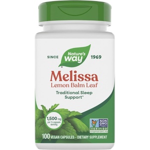 image:imageNatures Way Melissa Lemon Balm Leaf Traditional Sleep Support Melatonin Free 1500 mg per 3Capsule Serving NonGMO Project Verified 100 Vegan Capsules Packaging May Vary100 Count Pack of 1