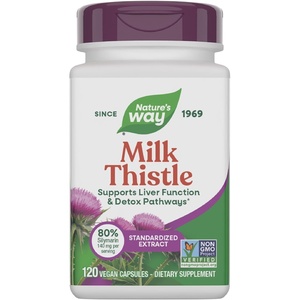 image:imageNatures Way Milk Thistle Supports Liver Function amp Detox Pathways 175 mg Milk Thistle Seed Extract Standardized to 80 Silymarin per Serving Vegan 120 Capsules Packaging May Vary54120 Count Pack of 1