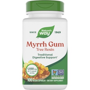 image:imageNatures Way Myrrh Gum Tree Resin Traditional Digestive Support 11 g per 2Capsule Serving NonGMO Project Verified No Gluten 100 Vegan Capsules Packaging May Vary100 Count Pack of 1