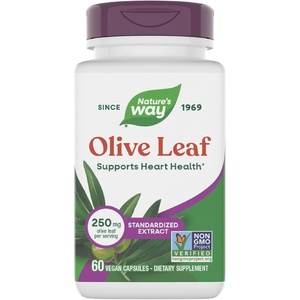 image:imageNatures Way Olive Leaf Standardized Extract Supplement Supports Heart Health 250 mg Per Serving Gluten Free Vegan 60 Capsules Packaging May Vary