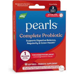 image:imageNatures Way Pearls Complete Probiotic 6 Probiotic Strains for Digestive Balance amp Colon Health 1 Billion CFU No Refrigeration Required Supplement for Men and Women 90 Softgels90 Count Pack of 1