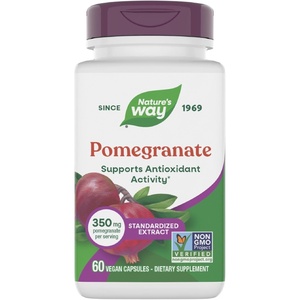 image:imageNatures Way Pomegranate Supports Antioxidant Activity Standardized Extract 350 mg per Serving NonGMO Project Verified Vegan 60 Capsules Packaging May Vary