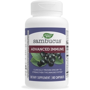 image:imageNatures Way Sambucus Advanced Immune Capsules with Black Elderberry Vitamin C Vitamin D Echinacea and Zinc Immune System Support with EpiCor 80 Capsules