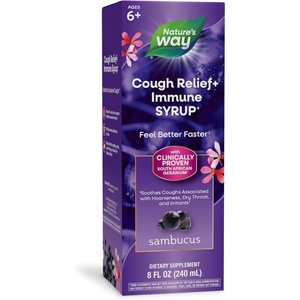image:imageNatures Way Sambucus Cough Relief 1 Immune Syrup Feel Better Faster1 Clinically Proven South African Geranium with Elderberry Extract Vitamin C amp Zinc Vegan 4 Fl Oz Packaging May Vary8 Ounce