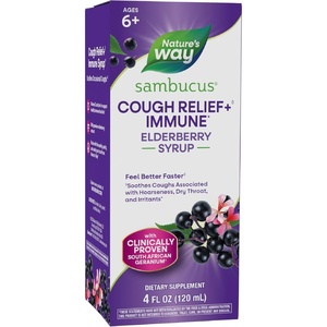 image:imageNatures Way Sambucus Cough Relief 1 Immune Syrup Feel Better Faster1 Clinically Proven South African Geranium with Elderberry Extract Vitamin C amp Zinc Vegan 4 Fl Oz Packaging May Vary4 Ounce