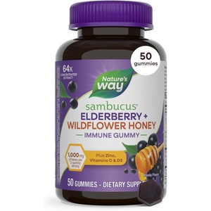 image:imageNatures Way Sambucus Elderberry  Wildflower Honey Immune Gummy Daily Immune Support with Vitamins C amp D3 Zinc for Adults and Kids Ages 4 Vegetarian 50 Gummies