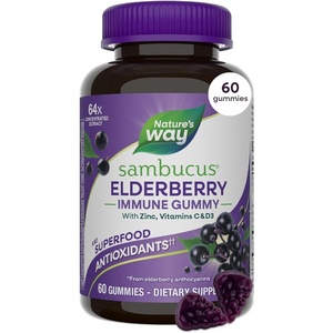 image:imageNatures Way Sambucus Elderberry Gummies Immune Support Gummy for Adults amp Kids Ages 4 with Black Elderberry Extract Vitamin C Vitamin D3 and Zinc 60 Gummies Set of 360 Count Pack of 1