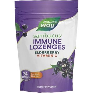 image:imageNatures Way Sambucus Elderberry Immune Lozenges for OntheGo Use with Vitamin C amp Black Elderberry Extract Vegan amp GlutenFree Immune Support Original Elderberry Flavor 30 Count24 Count Pack of 1