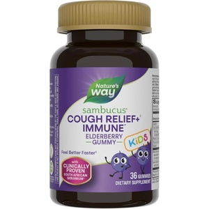 image:imageNatures Way Sambucus Kids Cough Relief 1 Immune Gummy Feel Better Faster1 Clinically Proven South African Geranium with Elderberry Vitamin C amp Zinc Gluten Free Vegetarian 36 Gummies36 Count Pack of 1