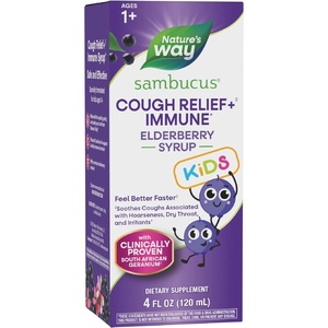 image:imageNatures Way Sambucus Kids Cough Relief 1 Immune Syrup Feel Better Faster1 Clinically Proven South African Geranium with Elderberry Extract Vitamin C amp Zinc Gluten Free Vegan 4 Fl Oz4 Ounce