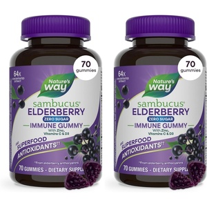 image:imageNatures Way Sambucus Zero Sugar Elderberry Gummies Immune Support Gummy for Adults amp Kids Ages 4 with Black Elderberry Extract Vitamin C Vitamin D3 and Zinc Zero Sugar 70 Gummies70 Count Pack of 2