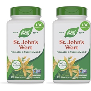 image:imageNatures Way St Johns Wort Capsules Herbal Supplement Promotes a Positive Outlook 700 mg per 2Capsule Serving NonGMO Project Verified Vegan 180 Capsules180 Count Pack of 2